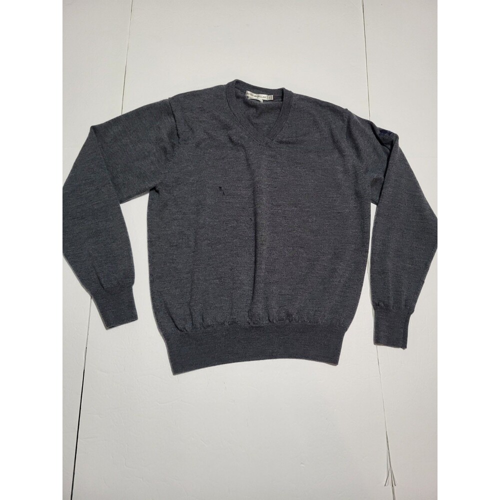 (#L1) Peter Millar Men's S Grey 100% Merino Wool Pullover Sweater V-Neck
